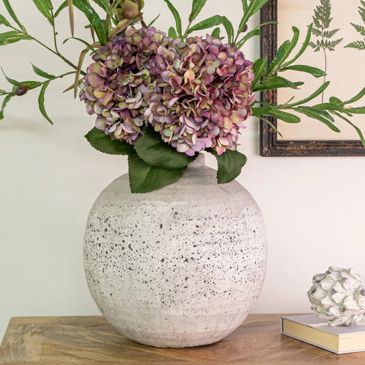 Rustic Distressed Round Stone Tiber Vase