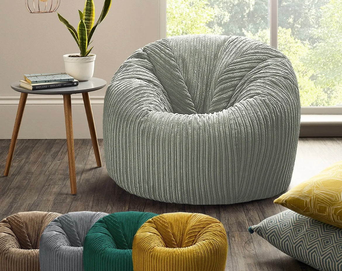 Filled Cord Beanbag Chair Large Bean Bag in Jumbo Cord