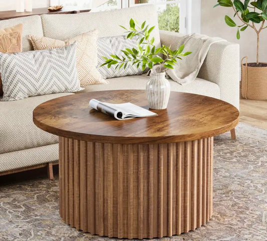 Soho Style Brown Round Barrell Coffee Table