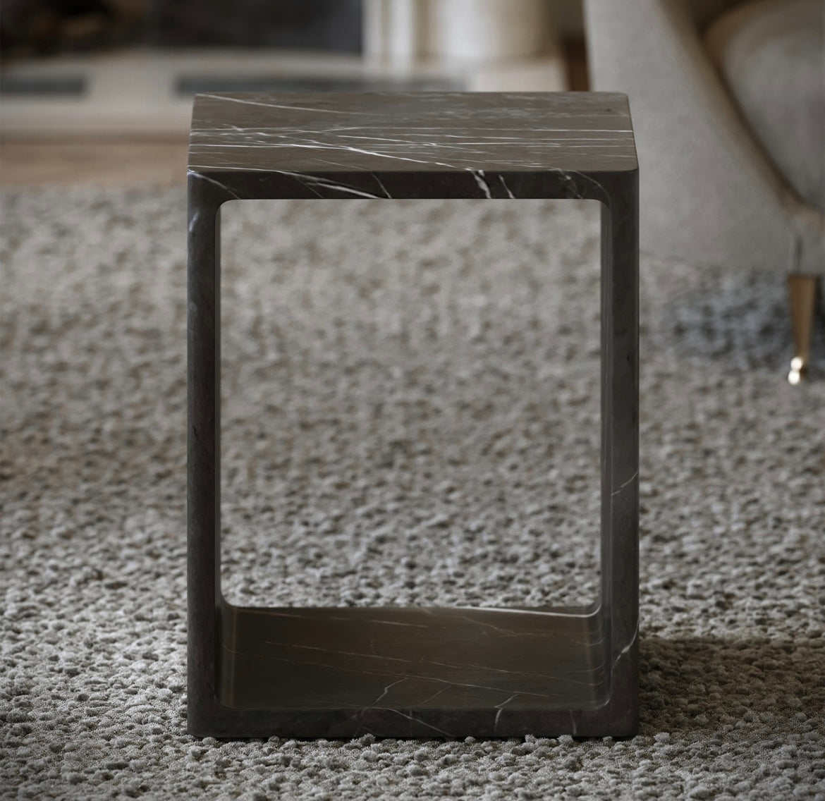 AZZURRA PIETRA GREY MARBLE SIDE TABLE 400MM