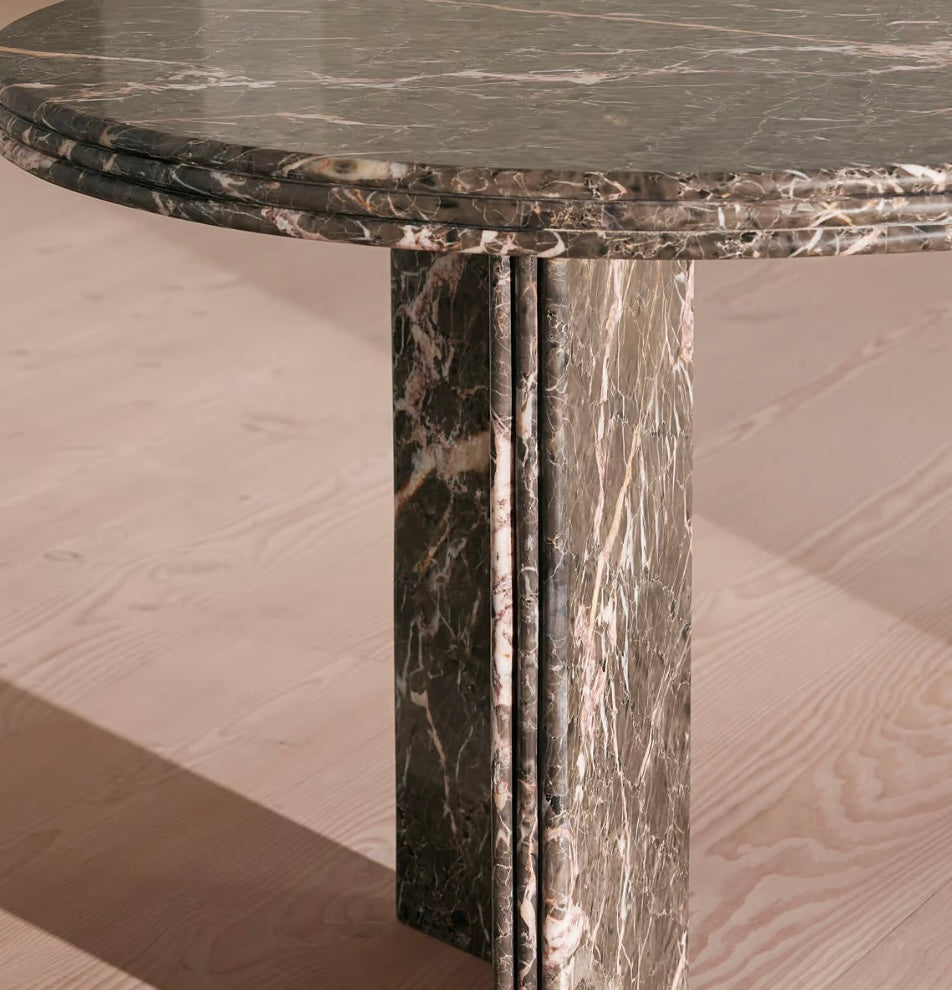 Rosaline Dining Table, Griseo Rosa Marble