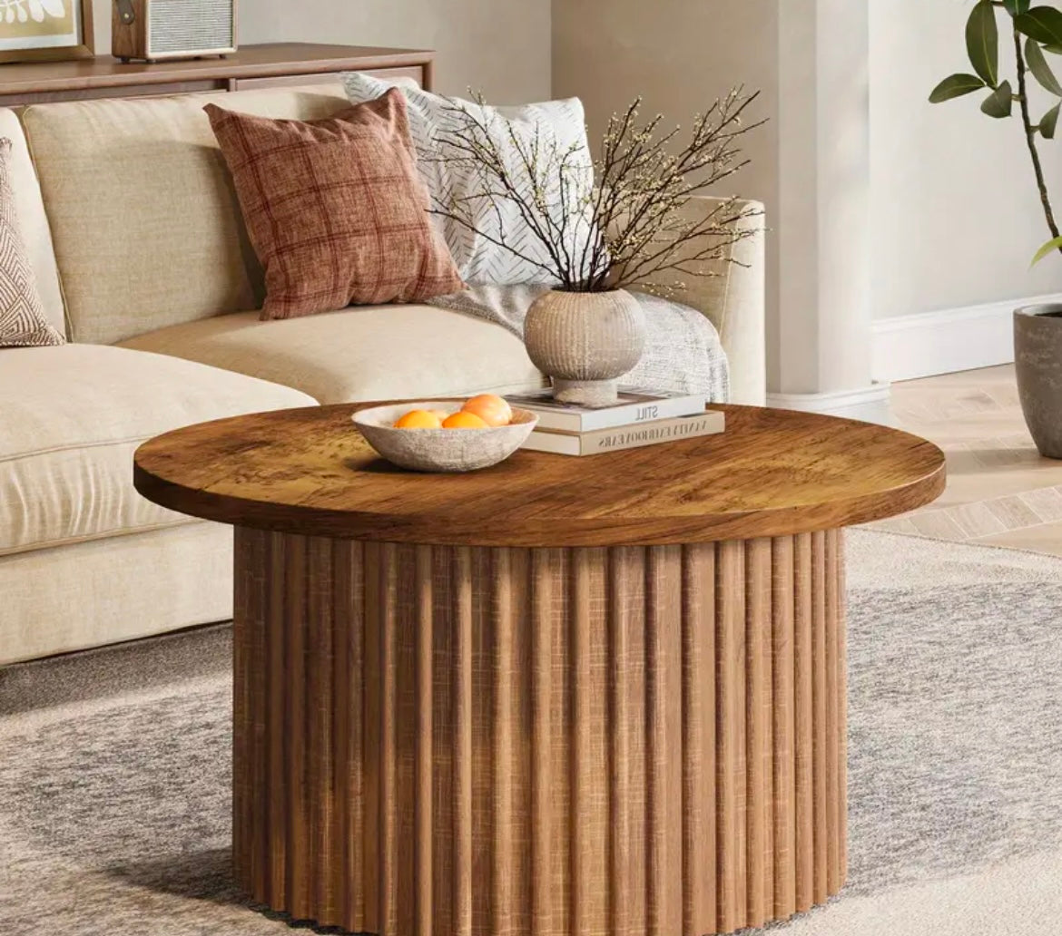 Soho Style Brown Round Barrell Coffee Table