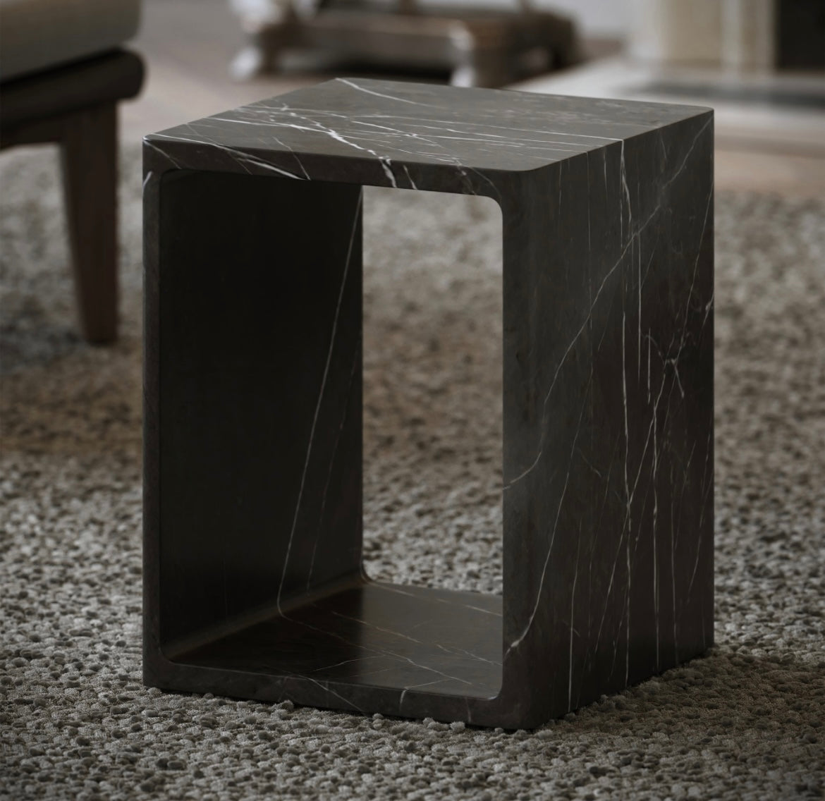 AZZURRA PIETRA GREY MARBLE SIDE TABLE 400MM