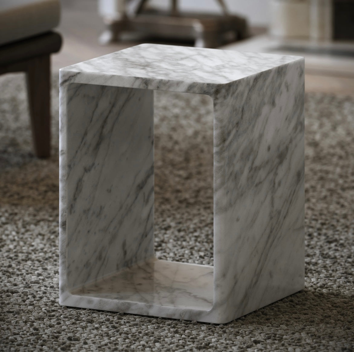 AZZURRA CARRARA MARBLE SIDE TABLE 400MM