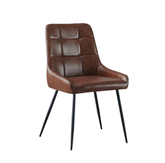 Set of 2 / 4 Brown Leather Padded Dining Chairs