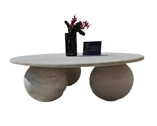 Soho Travertine Round Stone Coffee Table