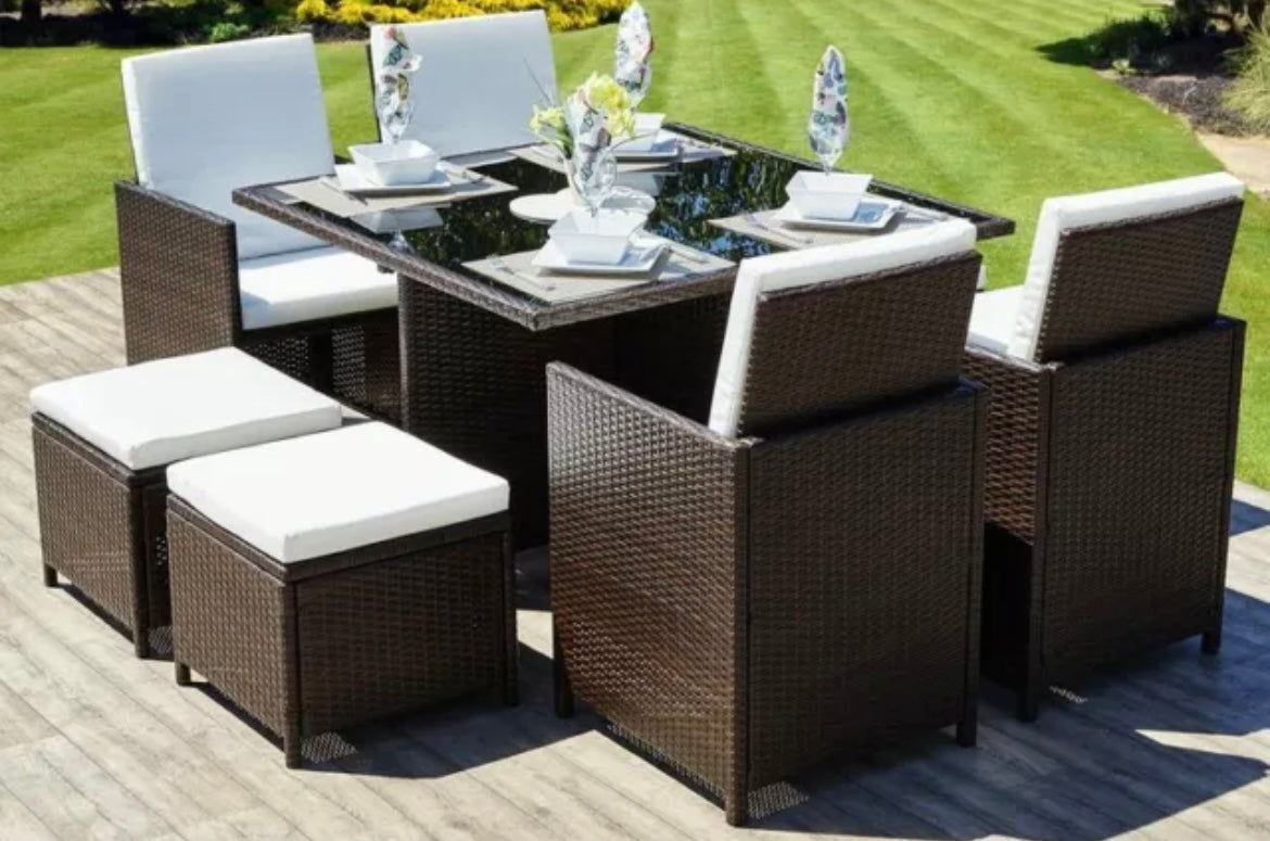 Cotswolds CUBE RATTAN GARDEN FURNITURE SET CHAIRS SOFA TABLE