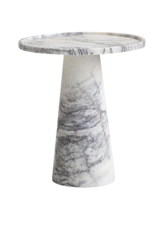 Calacatta Viola Marble Pedestal Cone Side Table