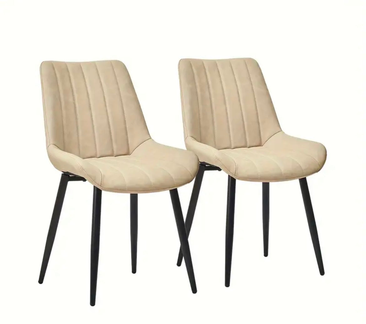 Sets of 2 Malmo Faux Leather Dining Chairs in Cream / Blue