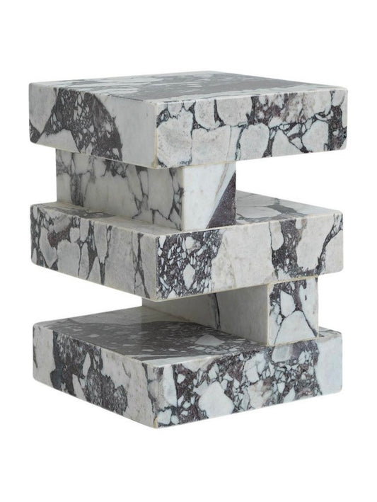 Calacatta Viola Marble Cubed Side Bedside Table