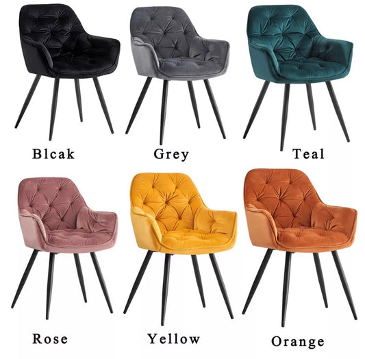 Sets of Velvet Upholstered Dining Chairs, Armchairs