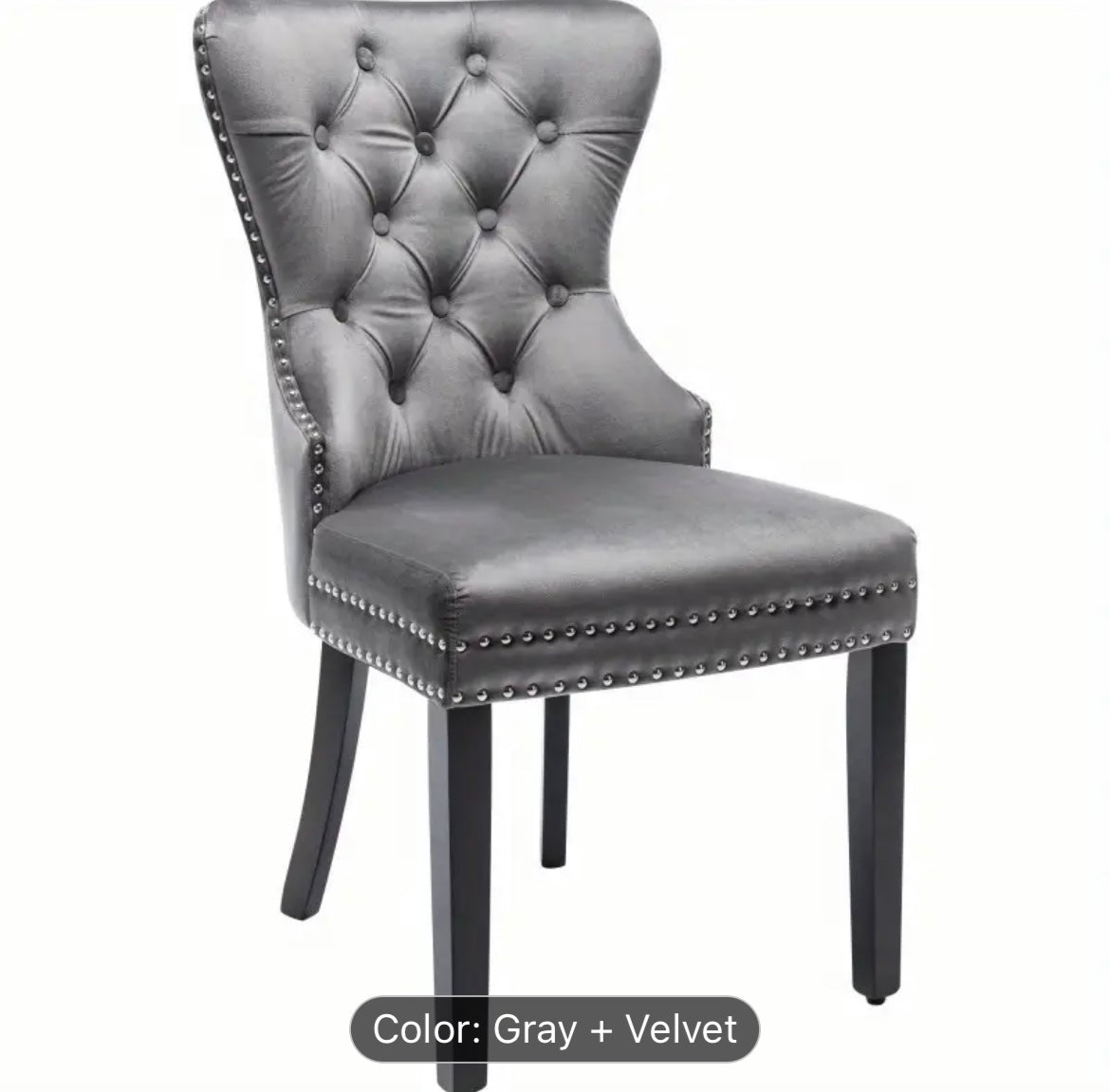 Knightsbridge Roll Top Velvet Dining Chair with Oak Legs and Nailhead Trim