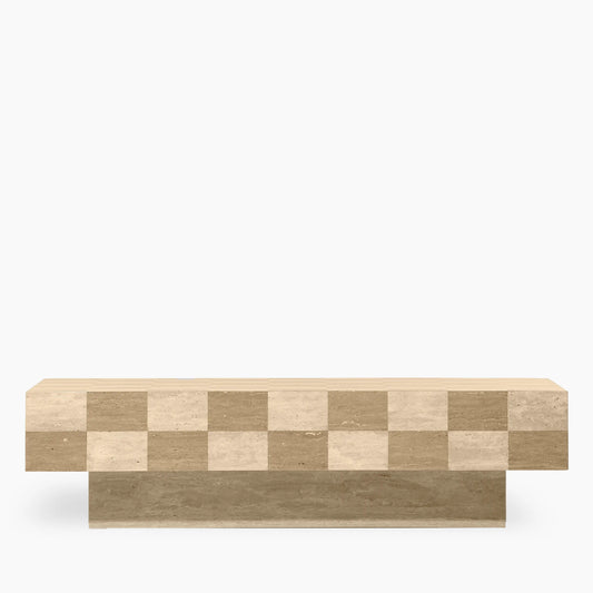 Natural Travertine Rectangle Check Coffee Table