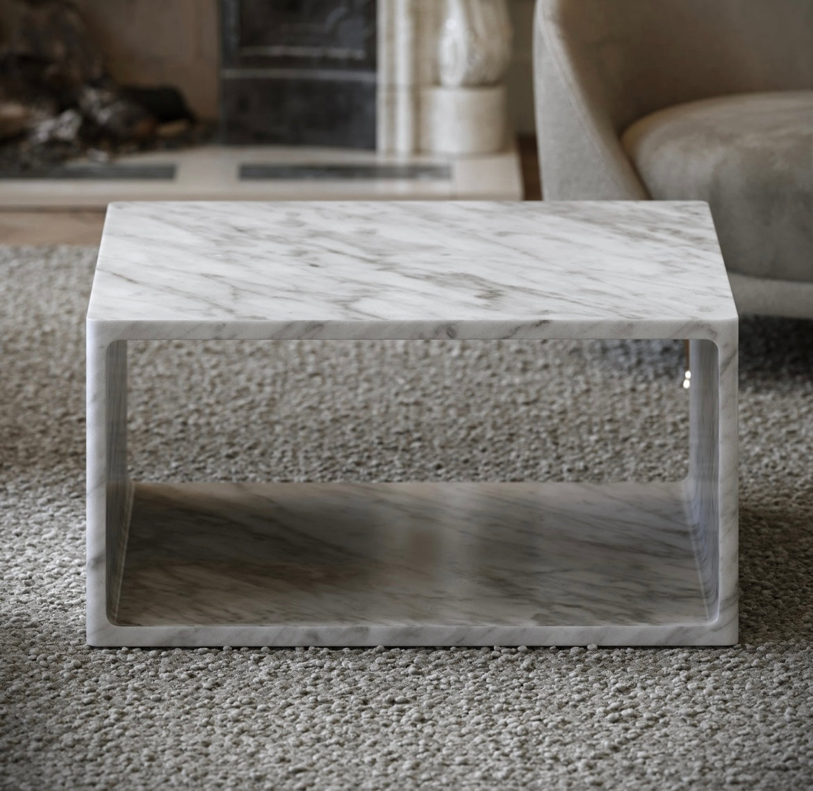 AZZURRA CARRARA MARBLE COFFEE TABLE 800MM