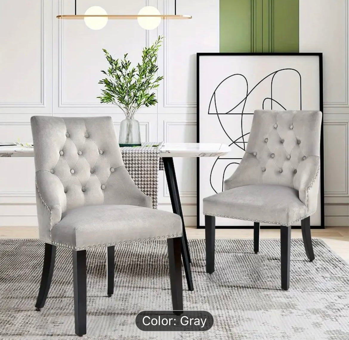 Silver High Wing Ring Backed Dining Chair