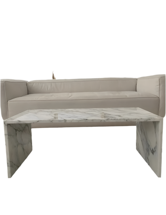 Handcrafted Carrara Marble Modern Rectangle Stone Coffee Table