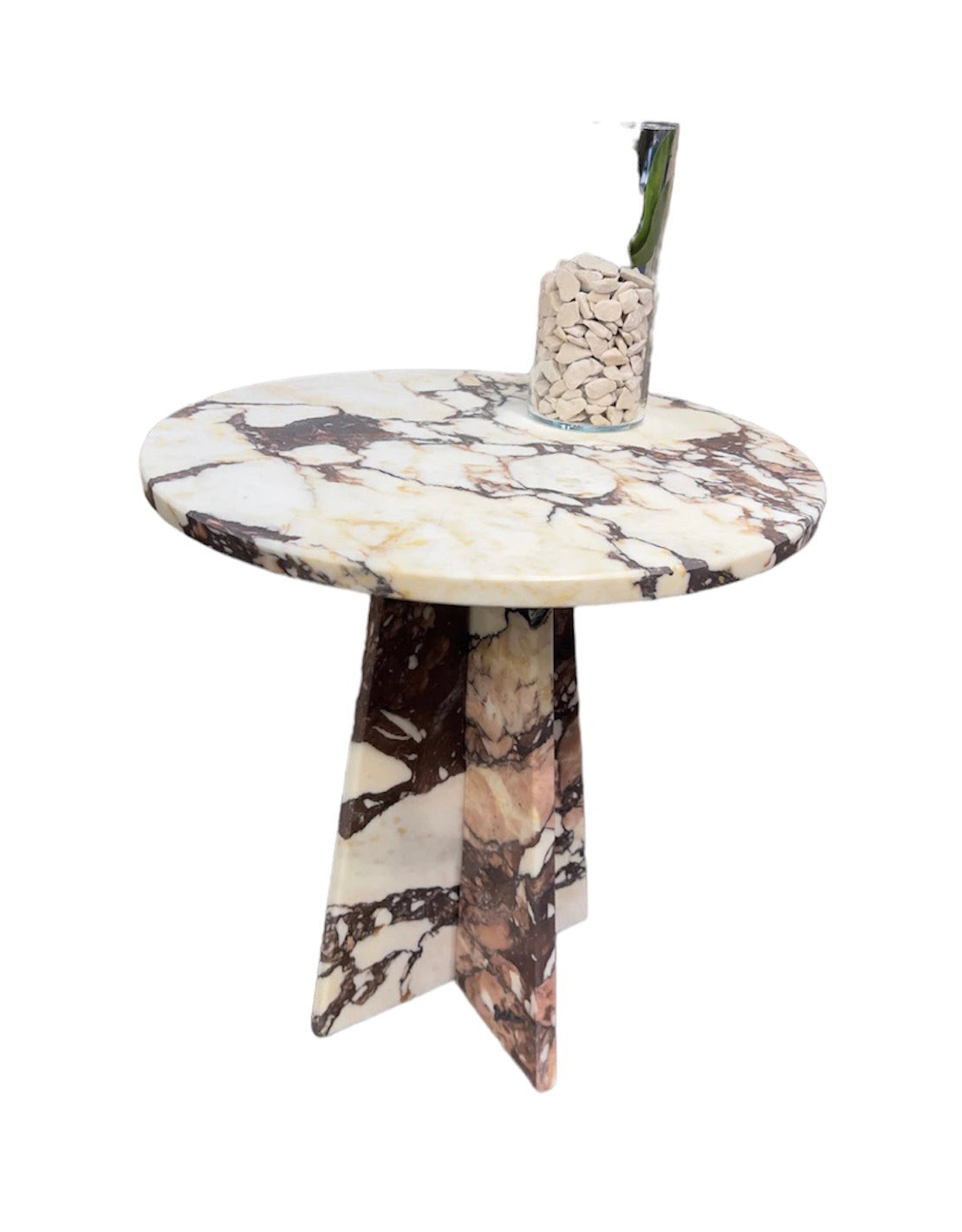 Calacatta Viola Marble Round Side Table