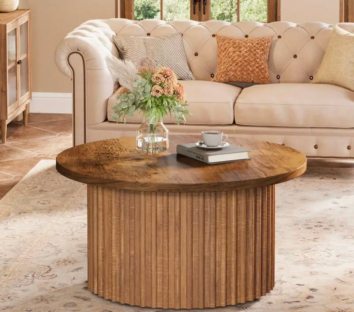 Soho Style Brown Round Barrell Coffee Table