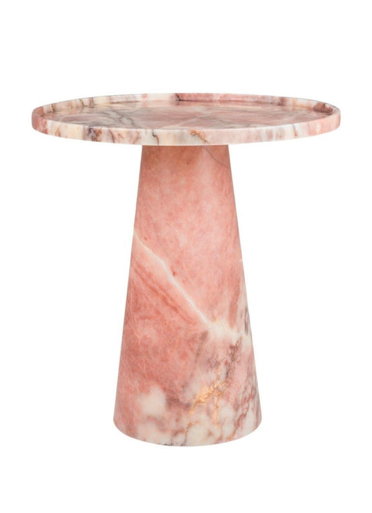 Pink Marble Pedestal Cone Side Table