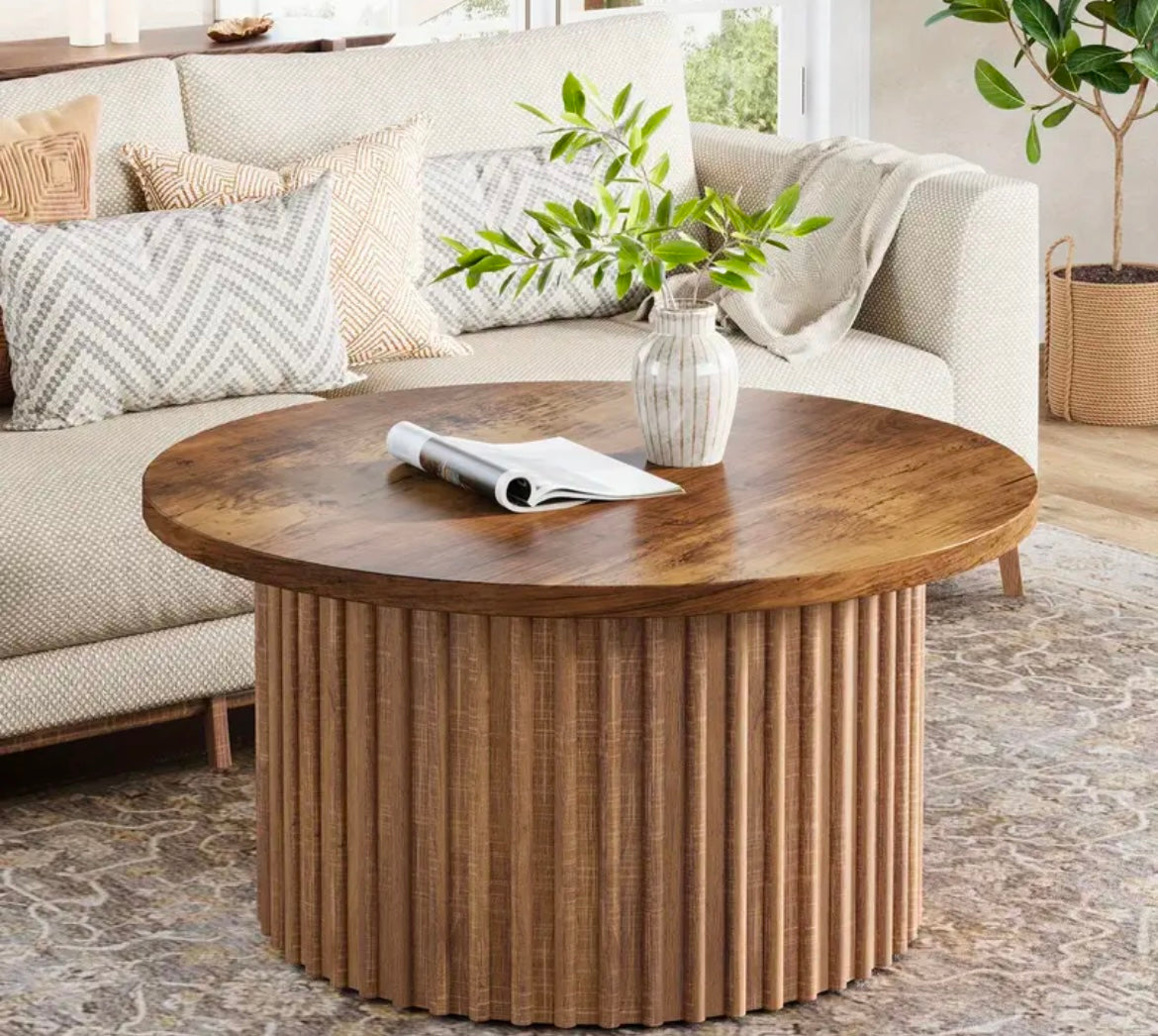 Soho Style Brown Round Barrell Coffee Table