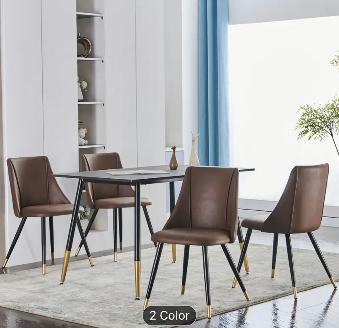 Scandinavian Dining Chair With Fabric Cover And Black Legs