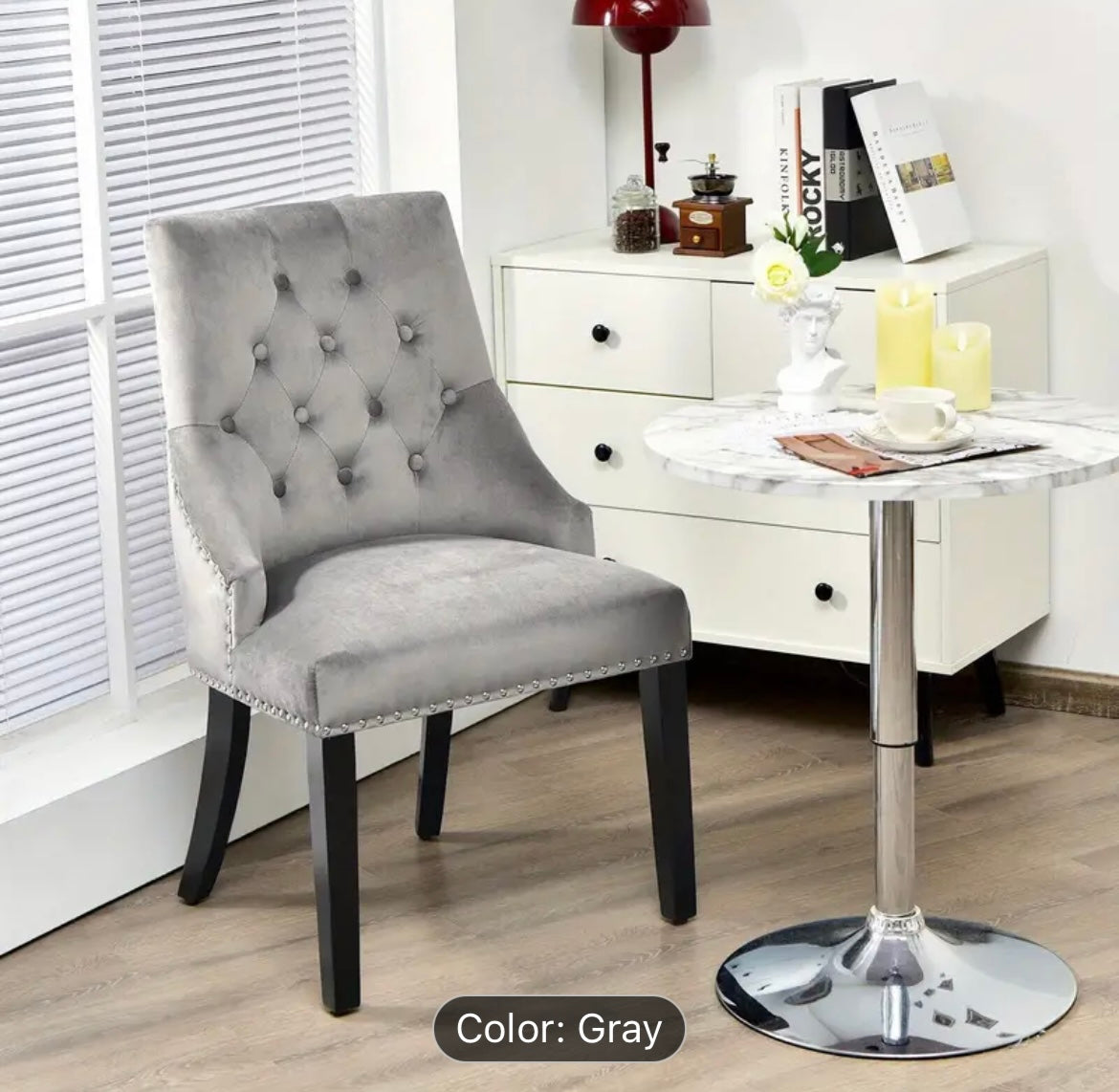 Silver High Wing Ring Backed Dining Chair