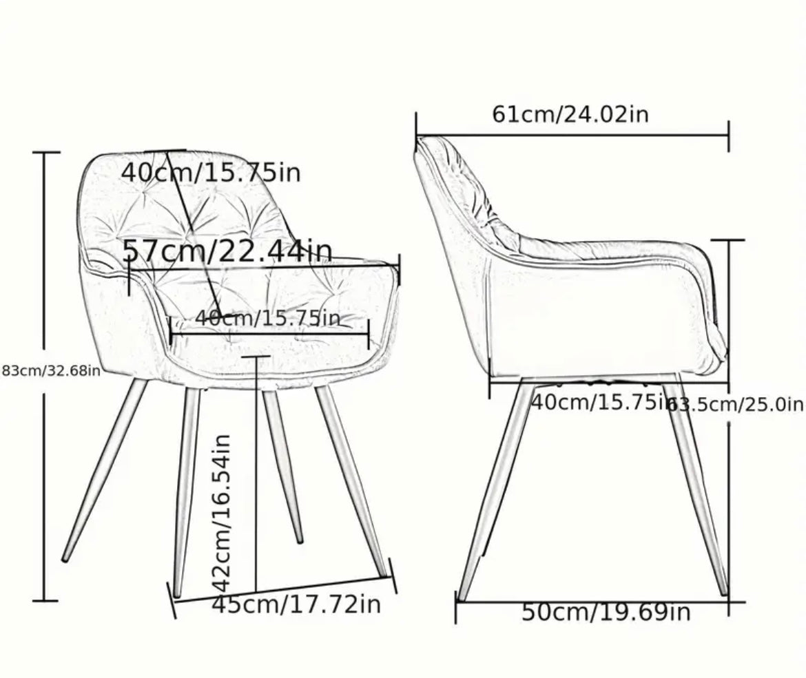 Orange Velvet Upholstered Dining Chairs, Armchairs