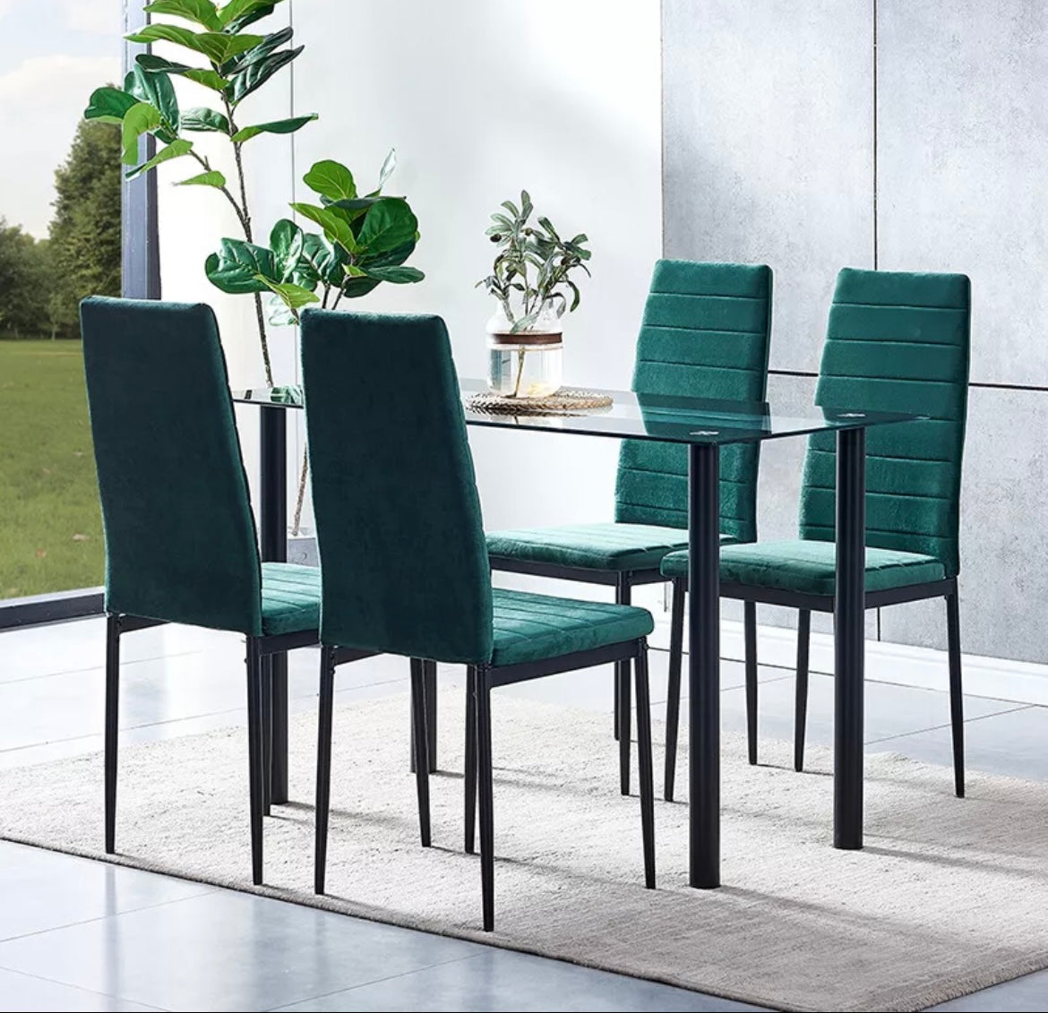 Sets of Dining Chairs Side Chairs High Back Velvet/Faux Leather Padded Seats