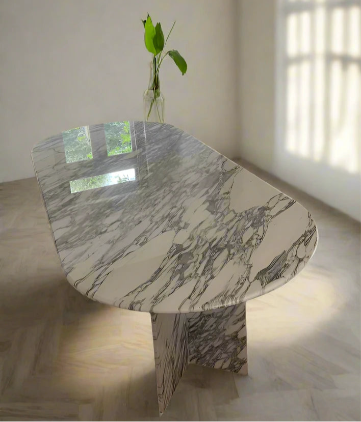 Arabescato Solid Marble Dining Table