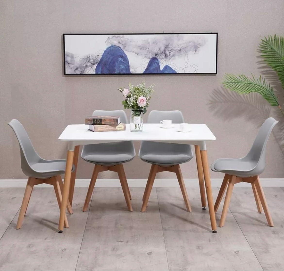 Modern Dining Table and Grey Dining Chairs Set of 4