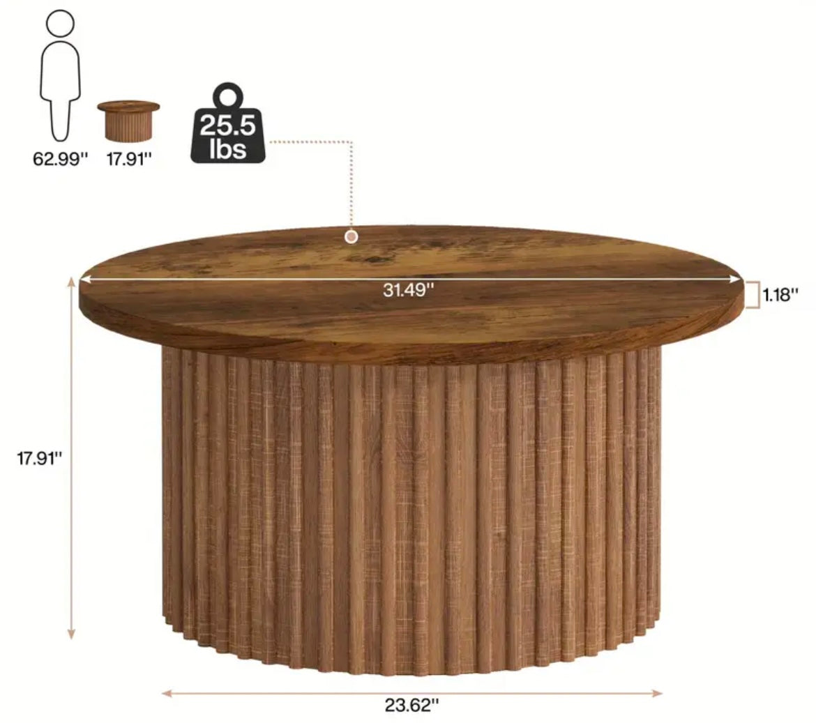 Soho Style Brown Round Barrell Coffee Table