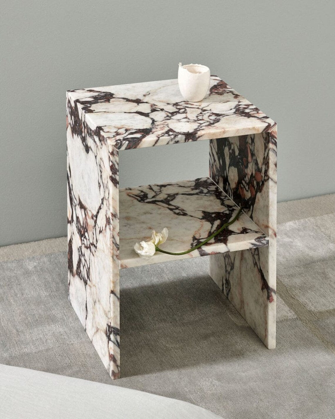 Calacatta Viola Marble Side Table End Table