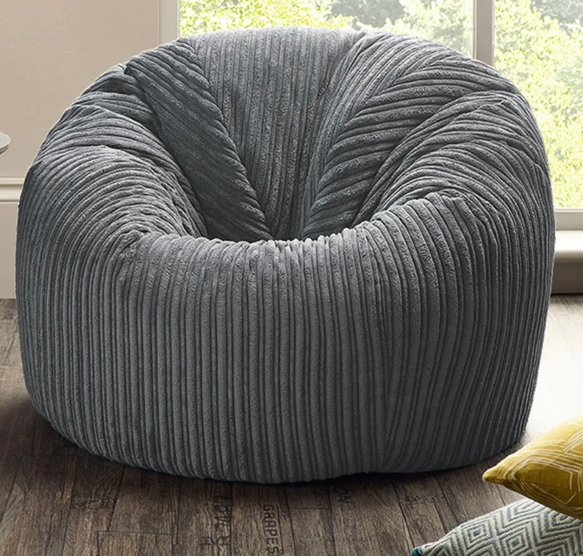 Filled Cord Beanbag Chair Large Bean Bag in Jumbo Cord