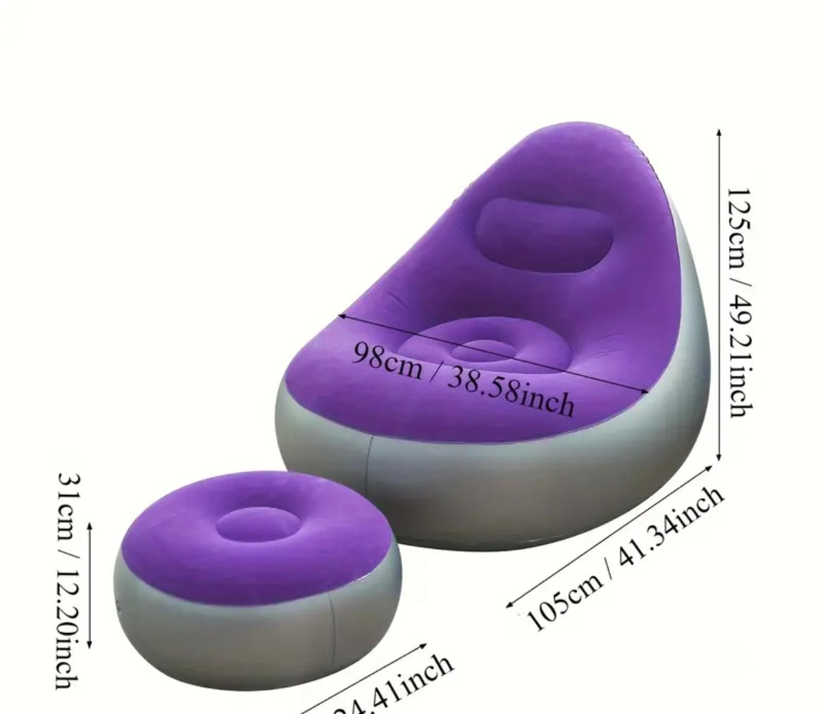 Set of 2  Inflatable Air Filled Sofa Chair and Footstool