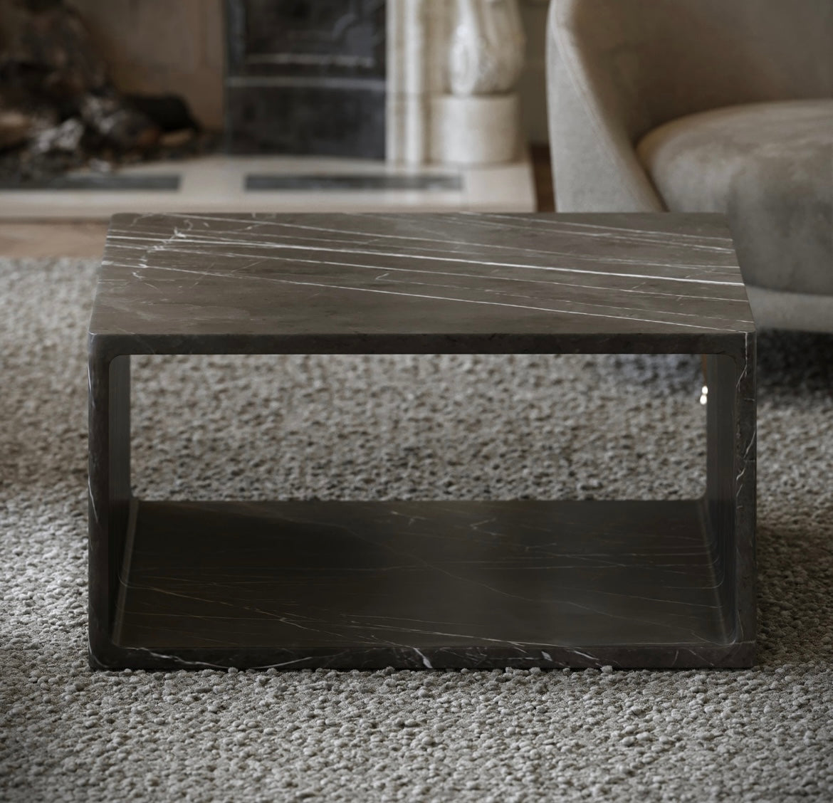 AZZURRA PIETRA GREY MARBLE COFFEE TABLE 800MM