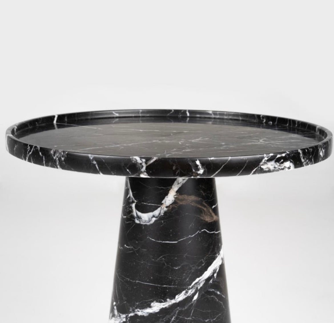 Black Marble Pedestal Cone Side Table