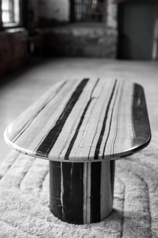 White And Black Marble Dining Table