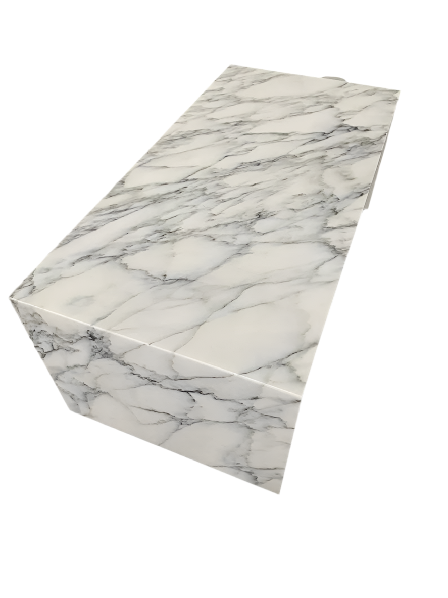 Handcrafted Carrara Marble Modern Rectangle Stone Coffee Table