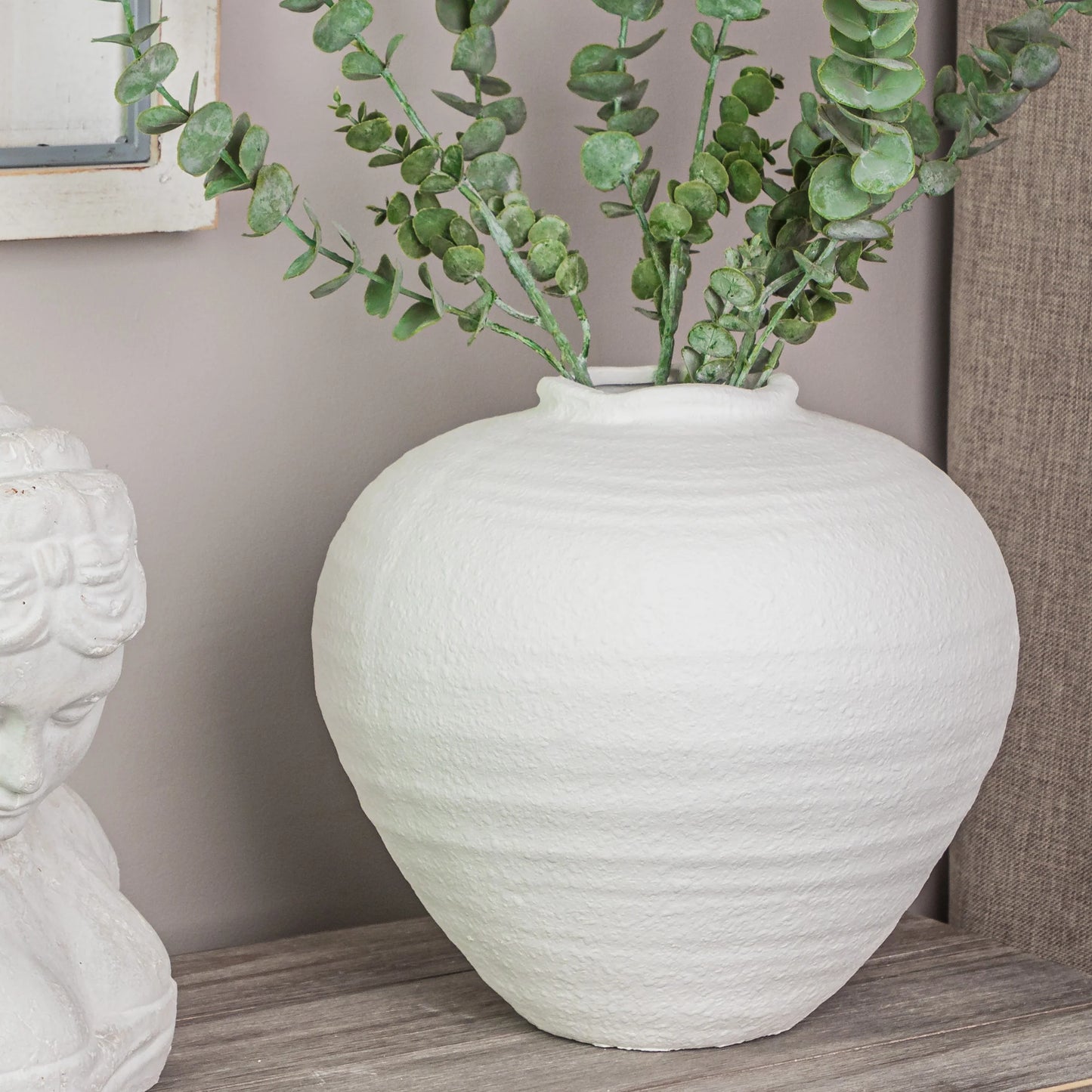 Rustic Textured Matt White Regola Vase