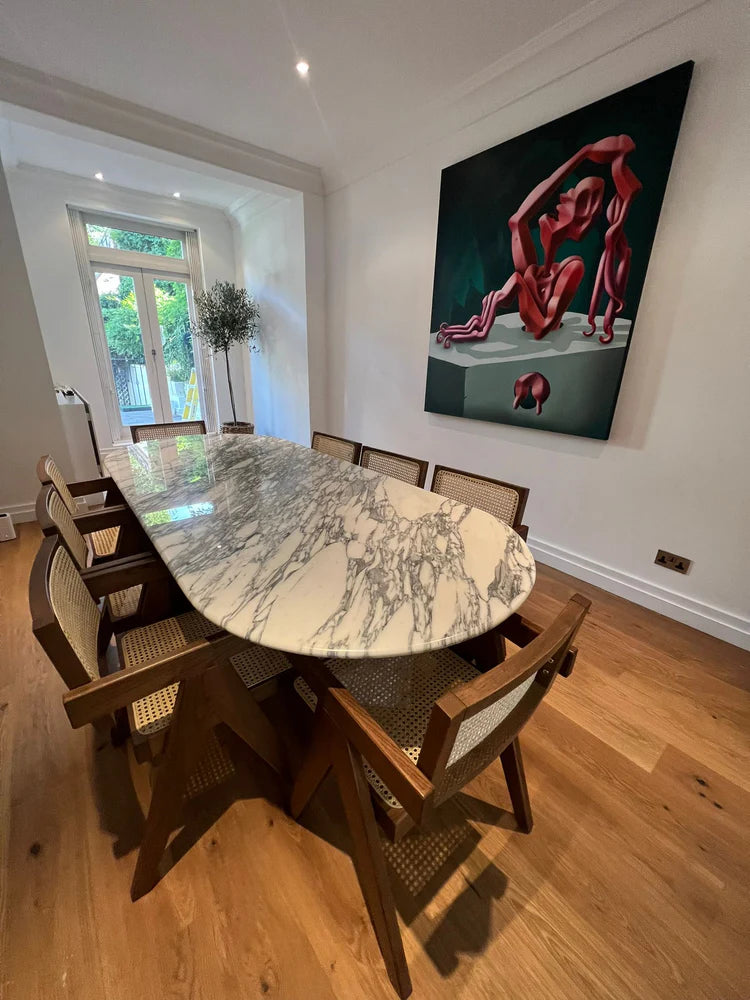 White And Grey Marble Dining Table