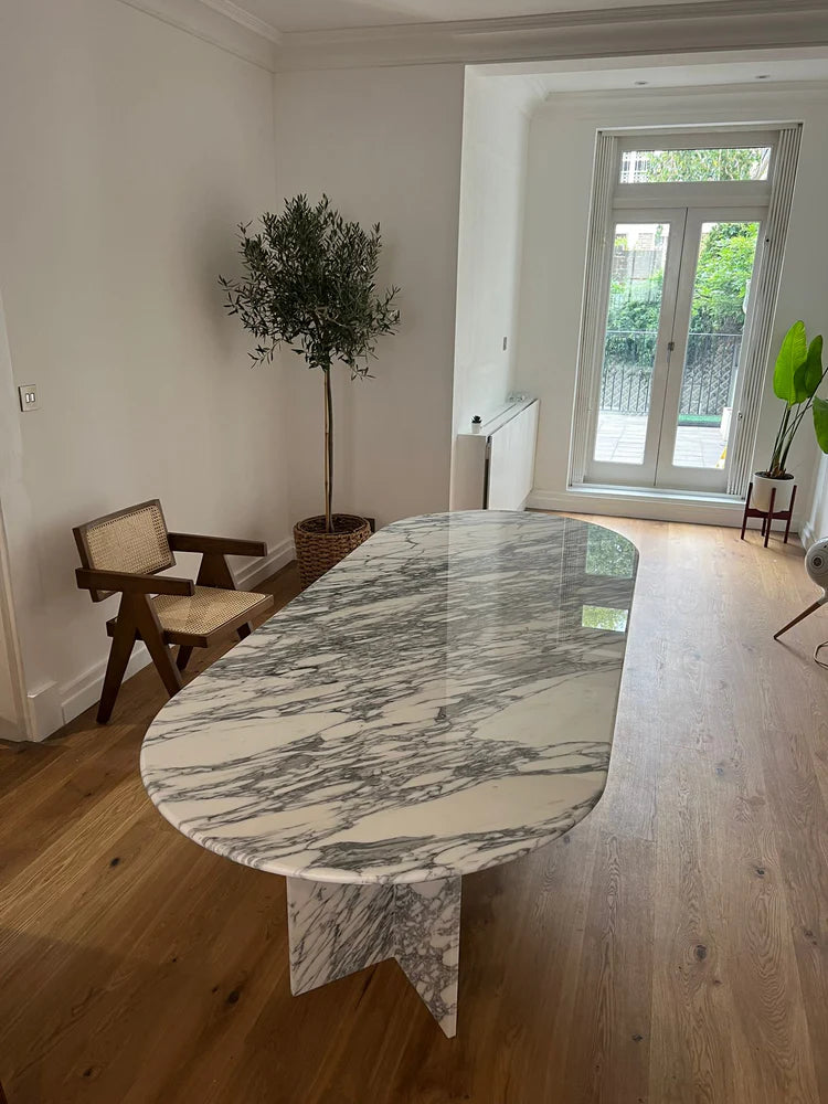 White And Grey Marble Dining Table