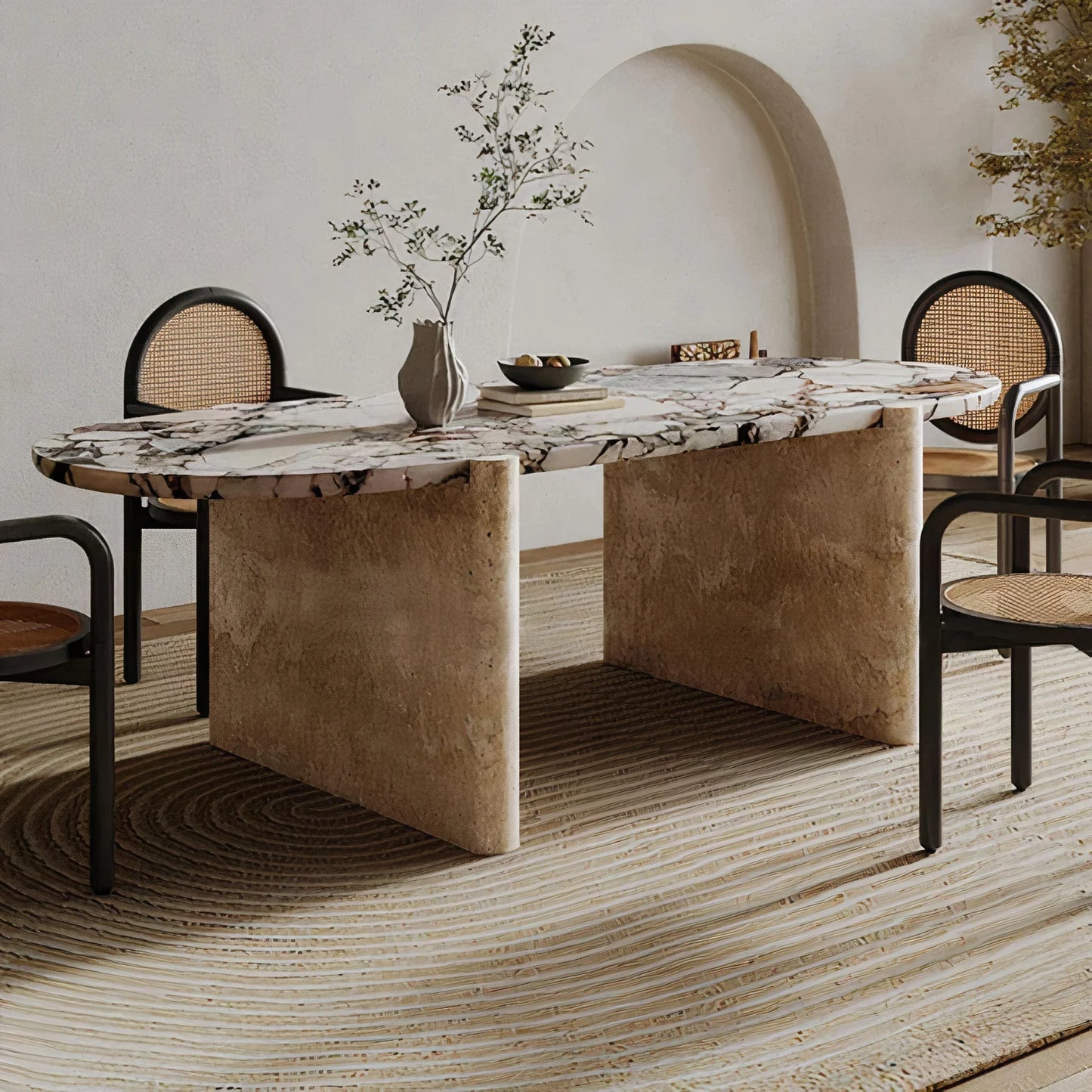 White And Black Marble Dining Table