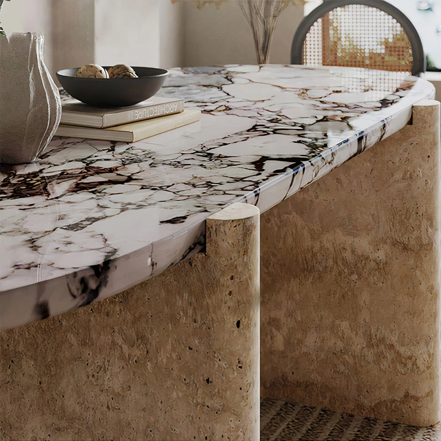 White And Black Marble Dining Table